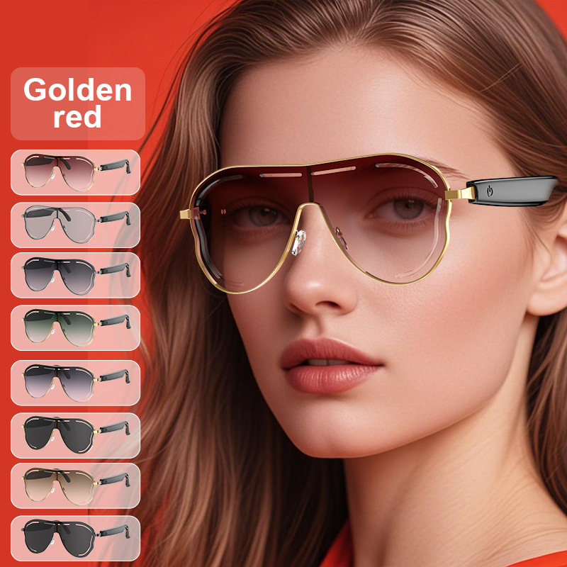 AI Sunglasses Ultraviolet-Proof Translation Large-Frame Sun-Resistant Color-Changing Stainless Steel Bluetooth Audio Fashion Uv Protection