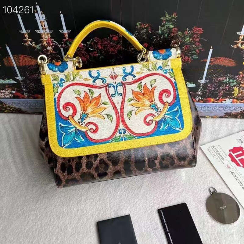 Genuine Leather Printed High-end Women's Bag Sicily Single Shoulder Crossbody Handbag Fashionable Satchel