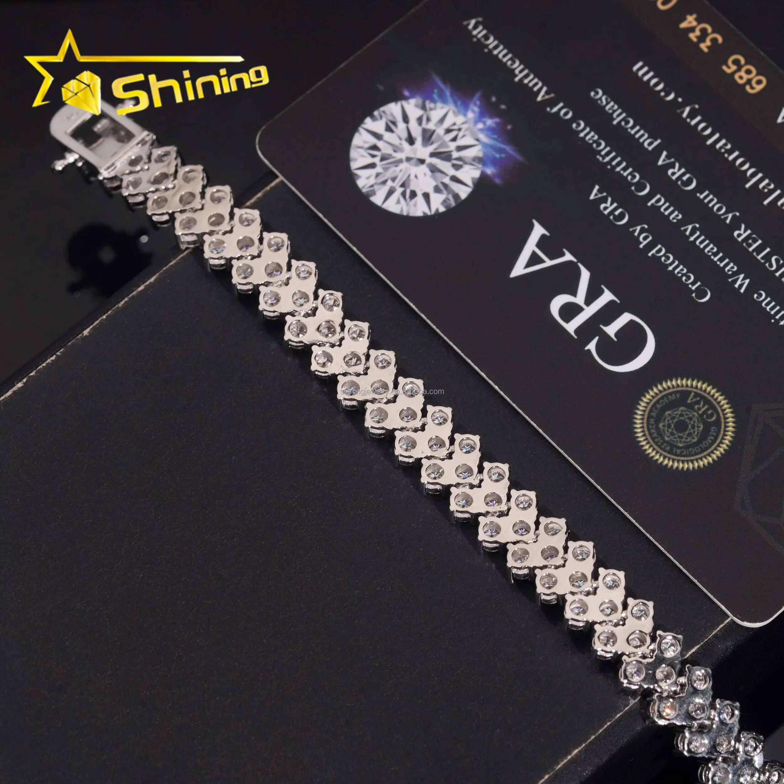 New Design Elegant Women Jewelry S925 Solid Silver Hip Hop Jewelry VVS1 Moissanite Diamond GRA Certificate Tennis Bracelet