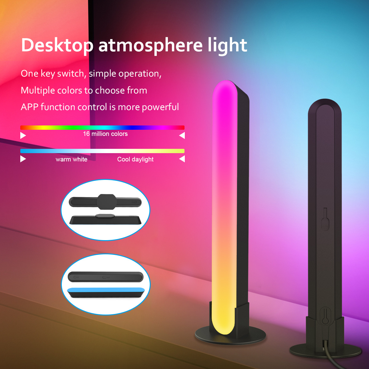 Rhythmic LED Desk Lamp with Built-in Speaker for Music Synchronization - Remote Control by Bluetooth -HCP061