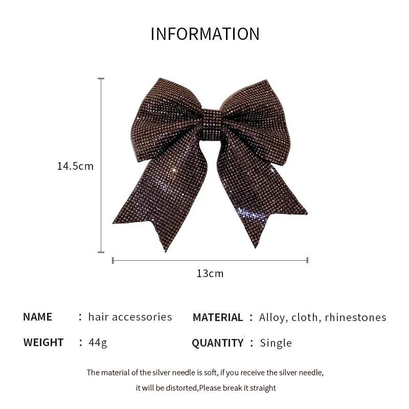 Super Glaring Rhinestones Bow Spring Large Hair Duckbill Clips for Women Sweet Delicate Versatile Magnificent Party Accessories 250730