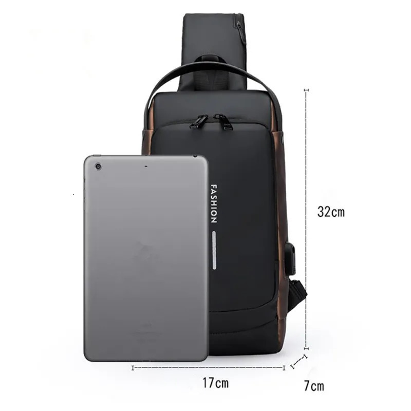 Stylish Mens Sling Bag Durable Oxford Fabric Crossbody Chest Pack with Phone Pocket Zip Closure for Daily Commute Blue Black 250731