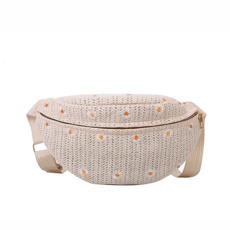 Womens Waist Bag Straw Woven Ladies Shoulder Crossbody Bags for Women Summer Fanny Pack Fashion Phone Female Chest Bag 250731