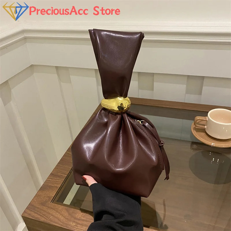 Mini PU Leahter Underarm Pleated Cloud Bag For Women Fashion Female Retro Bucket Shoulder Bag Handbags And Purses 250731