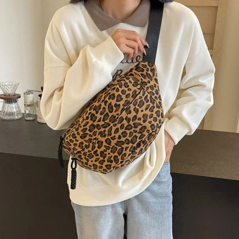 Large Size Leopard Prints Chest Bags For Women Canvas Large Capacity Shoulder Crossbody Bag Summer Latest Waist Fanny Pack 250731