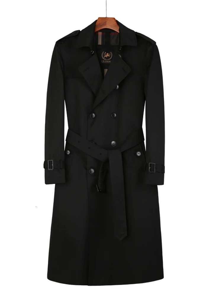 2024 spring and autumn long mens windbreaker Over the knee Double breasted Business work trench coat men 250729