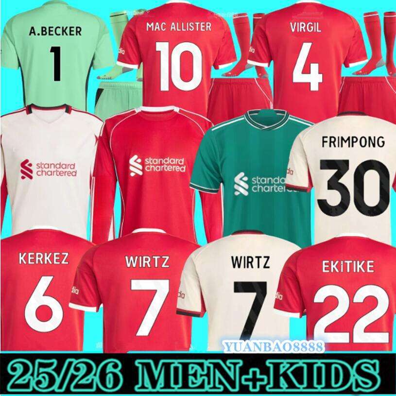 25 26 LFC soccer jerseys WIRTZ EKITIKE BRADLEY GAKPO DARWIN SZOBOSZLAI jersey fans player 24 25 26 football shirt Mens Kids Kit sock