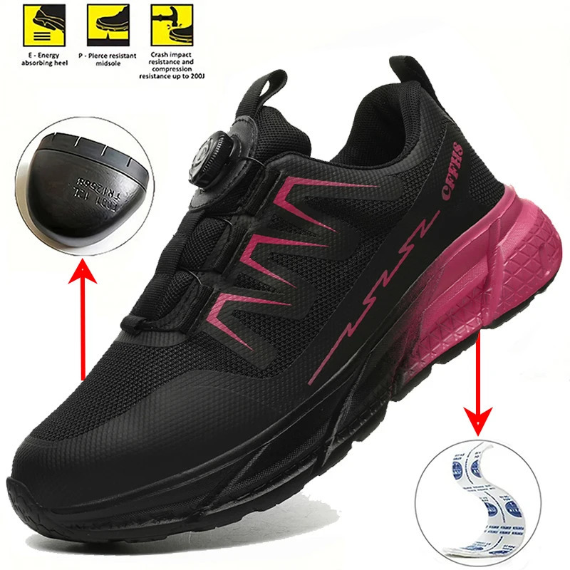 Women Safety Shoes Steel Toe Work Boots Breathable Puncture Proof Sport Work Sneakers Comfortable Construction Security Boots 250731