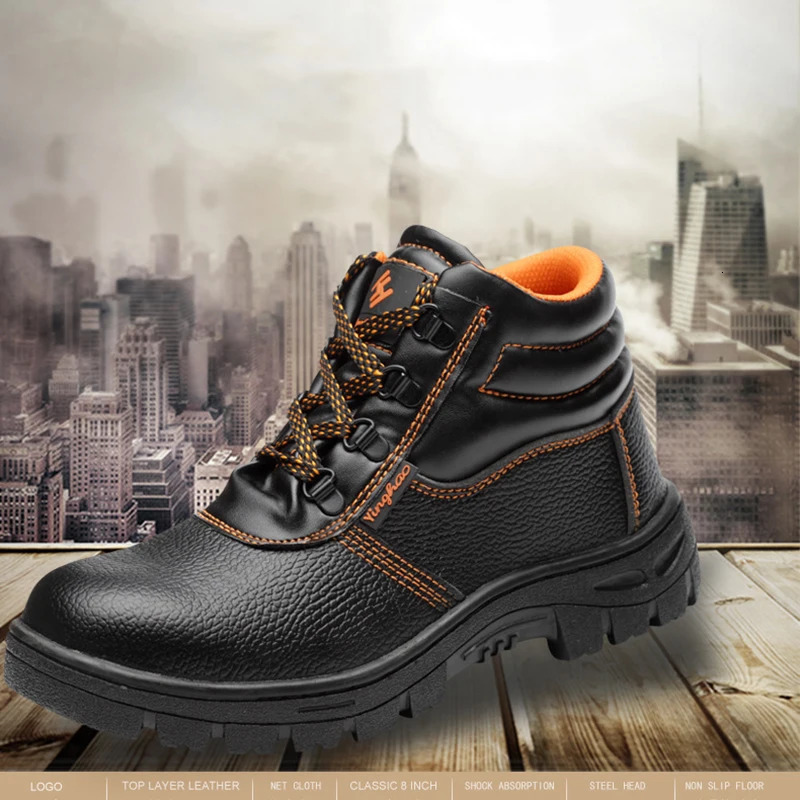Men Leather Safety Shoes Steel Toe Puncture-proof Indestructible Shoes Work Boots Construction Work Protective Shoes G210 250731