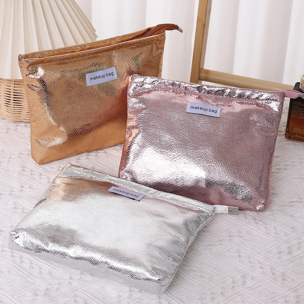 4 Colors Shiny Sequins Clutch Makeup Bag Portable Women Cosmetic Toiletries Storage Handbag Pouch Gold Organizer Zipper Bag 250731