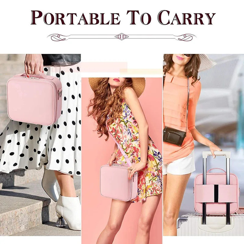 Waterproof PU Leather Cosmetic Bag Professional Large Capacity Storage Make up Handbag Case Travel Toiletry Makeup bag For Women 250731
