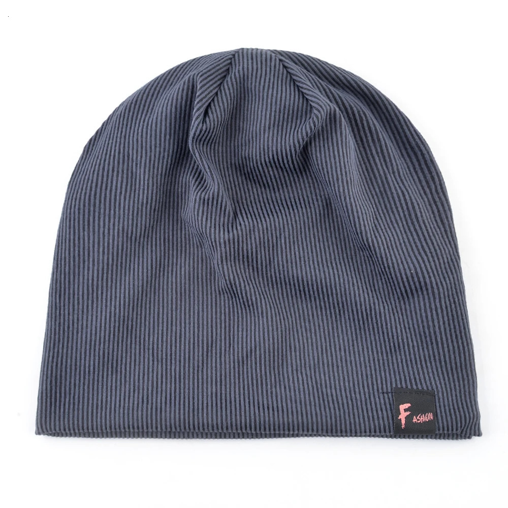 Fashion Beanies Hat Men Loose Casual Skullies Beanie Outdoor Solid Color Knitted Striped Bonnet Hats Mens Autumn Spring Gorras 250730