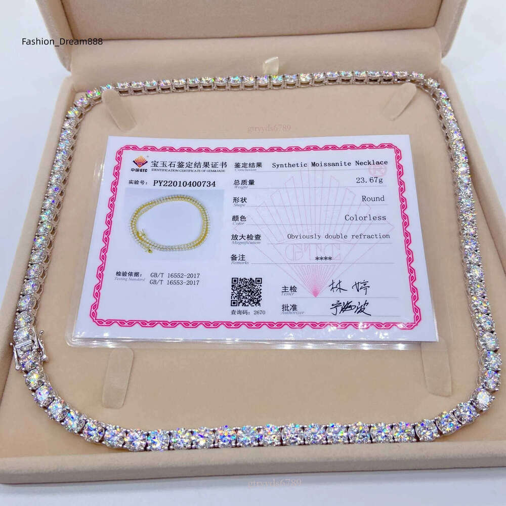 Morganite 4mmhip-hop jewelry designer style necklace bracelet 100% tested with stone test for tennis chainFast delivery