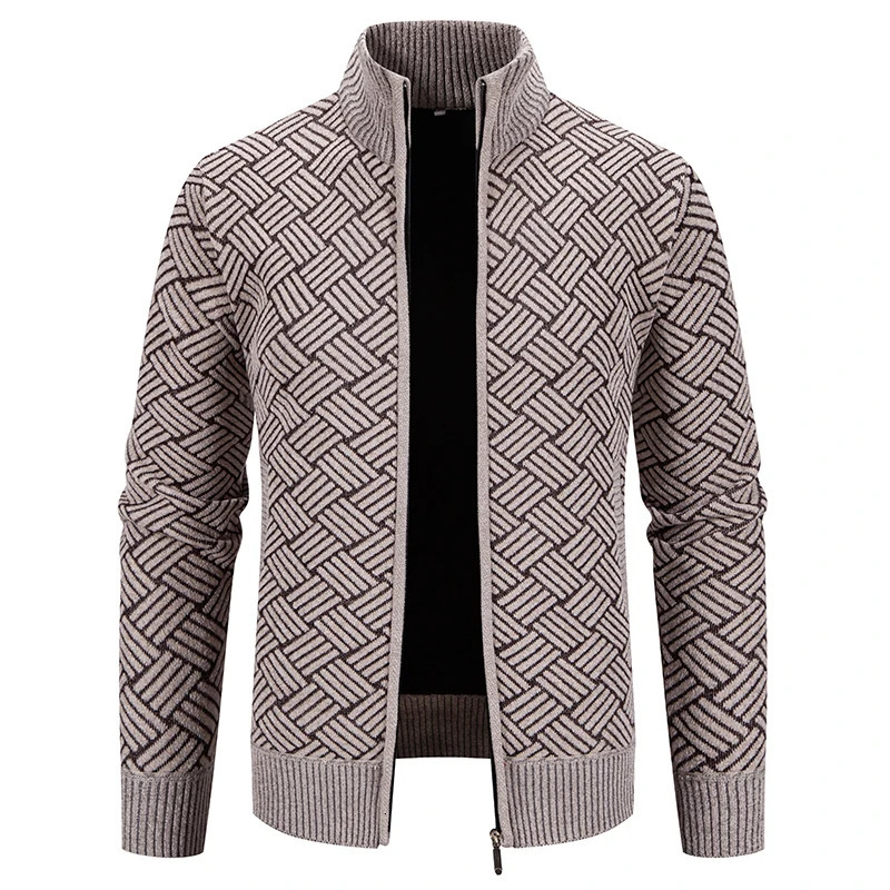 Mens Winter Jacket Thick Warm Casual Fleeced Windbreaker Knitting Jackets Autumn Spring Cardigan Coat Stand Collar 250729