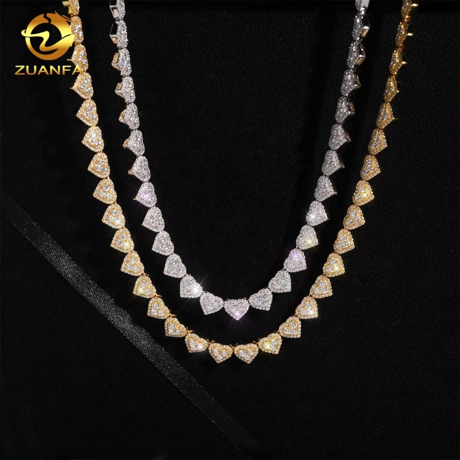 Pass Diamond Tester Hot Selling Hip Hop 925 Sterling Silver 8mm Moissanite Cuban Chain Heart Infinity Necklace