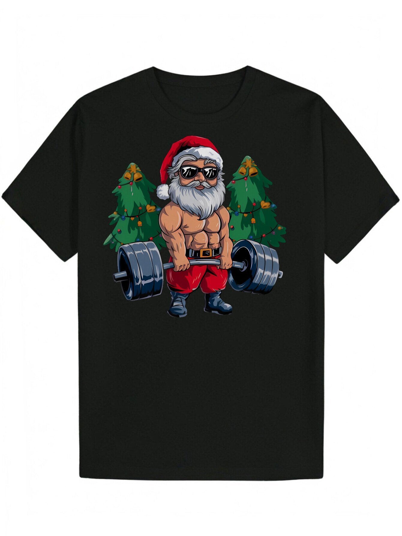 Men's Classic Theme T-Shirt Black Design Fun Fashion Summer T-Shirt, Casual Crew Neck, Machine Washable - Perfect Gift for Him, Christmas Pattern