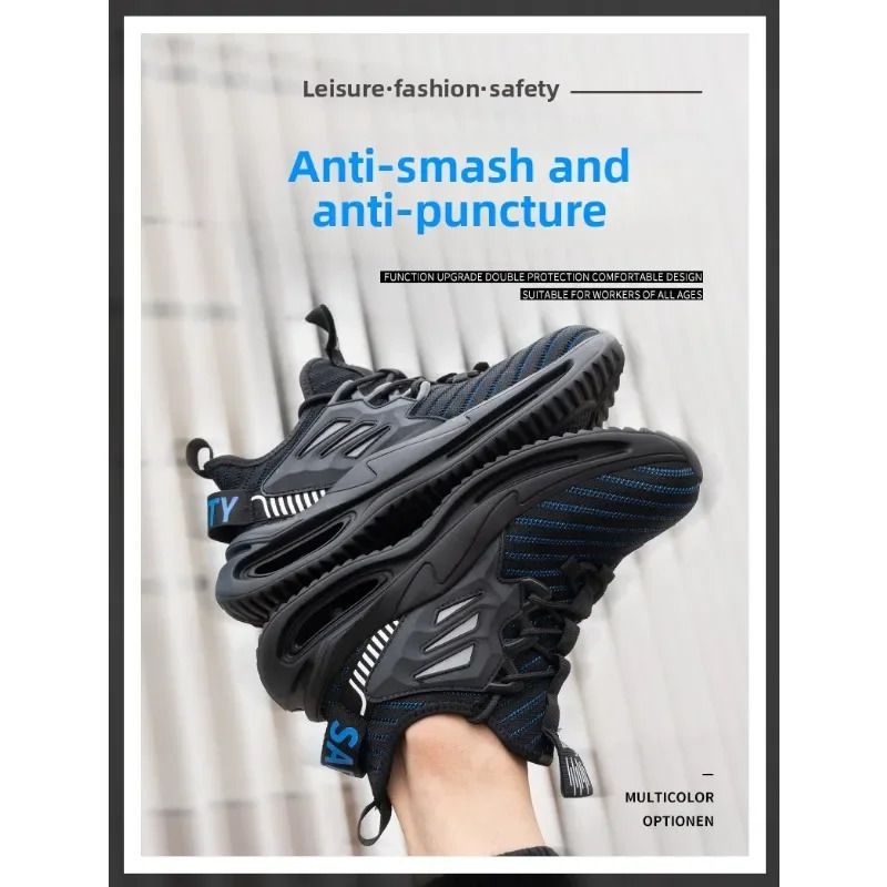 Breathable Mens Work Shoes Summer Safe Lightweight Protective Sports Shoes Steel Toe Work Mens Puncture Resistant Boots 250731