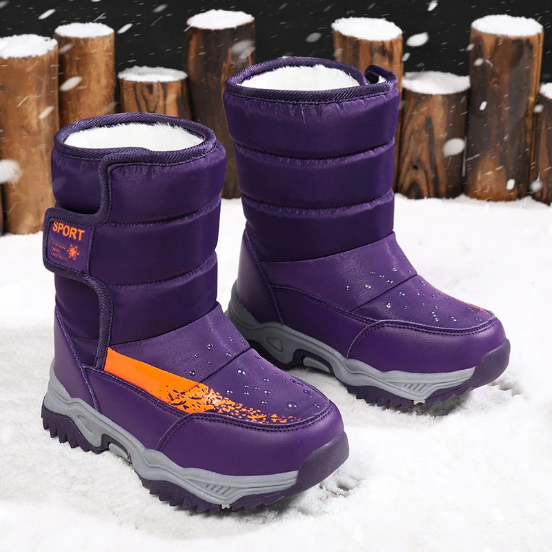 Winter Outdoor Children Boots Princess Elegant Girls Shoes Water Proof Girl Boy Snow Boots Kids Warm High Quality Plush Boots 250731