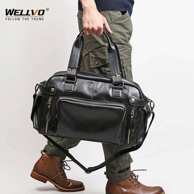 Men's Soft Leather Briefcase For Laptop Tote Business Shoulder Messenger Handbag Leisure Large Travel Bags Black XA158C
