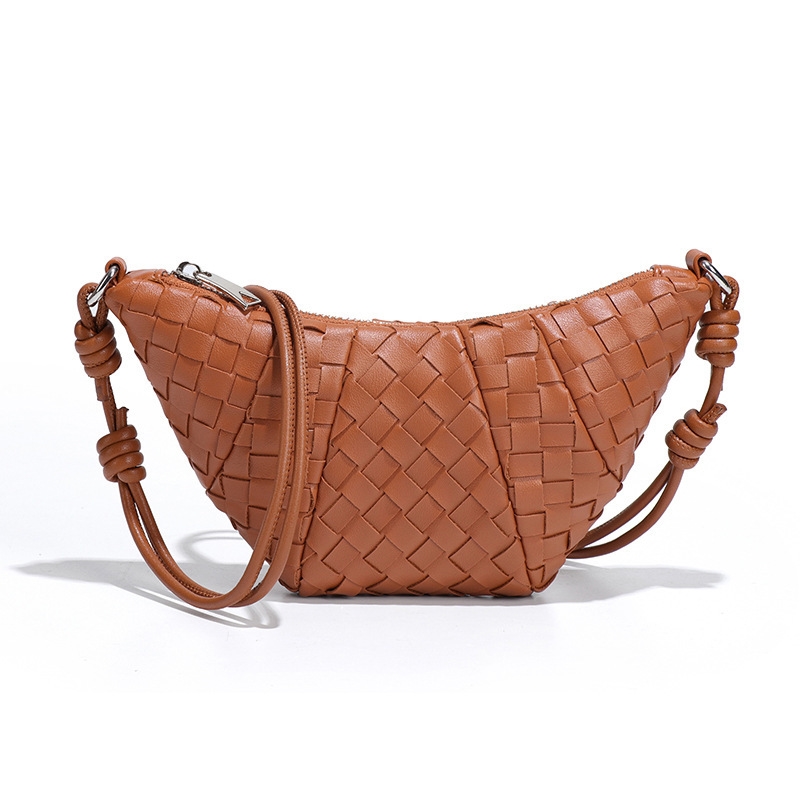 2025 Women's bags with niche designs hand - made high - end woven cross - body croissant bags single - shoulder cross - body small square bags