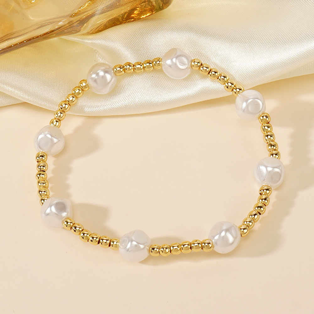 Vlen Shell Pearl Stackable Bracelet 18K Gold Plated Beaded Bracelets for Women Boho Summer Dainty Charm Pulseras Jewelry 250617