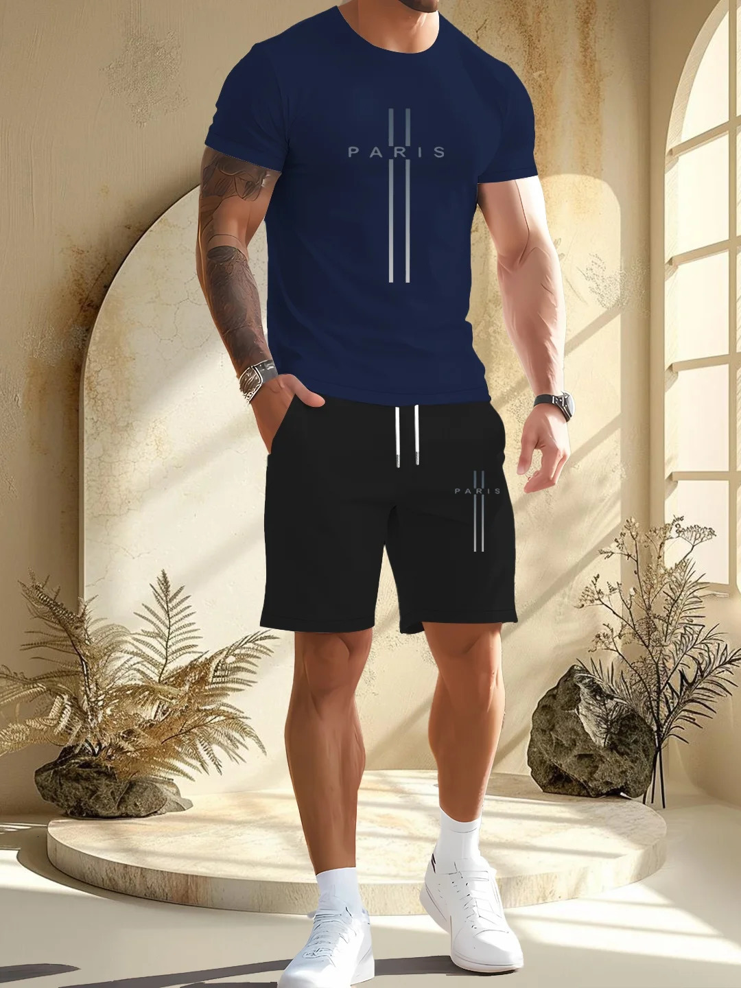 Summer Mens Tracksuit Printing Short Sleeve Shirt Shorts Set for Men Casual Streetwear 2piece Suit 250724