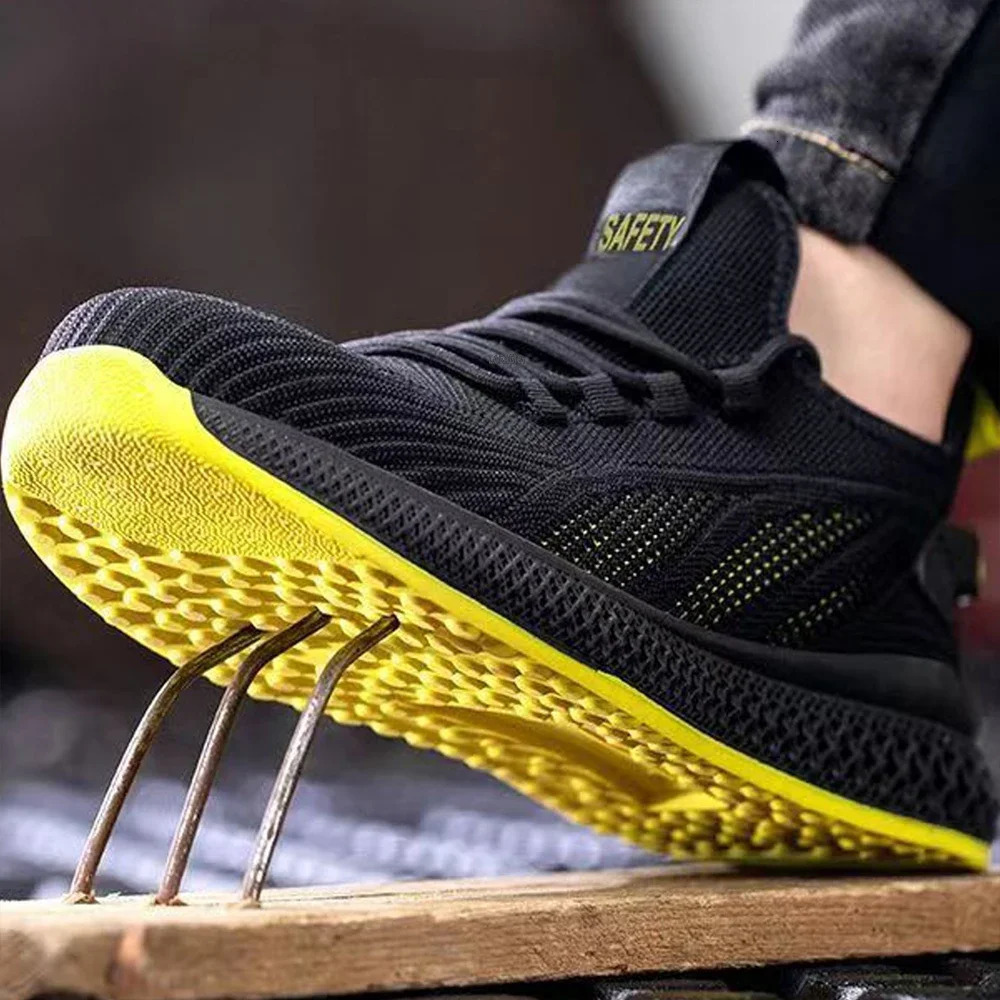 Breathable Men Work Shoes Summer Safety Shoes Lightweight Protective Sneakers Steel Toe Work Shoes Men Puncture-Proof Boots 250731