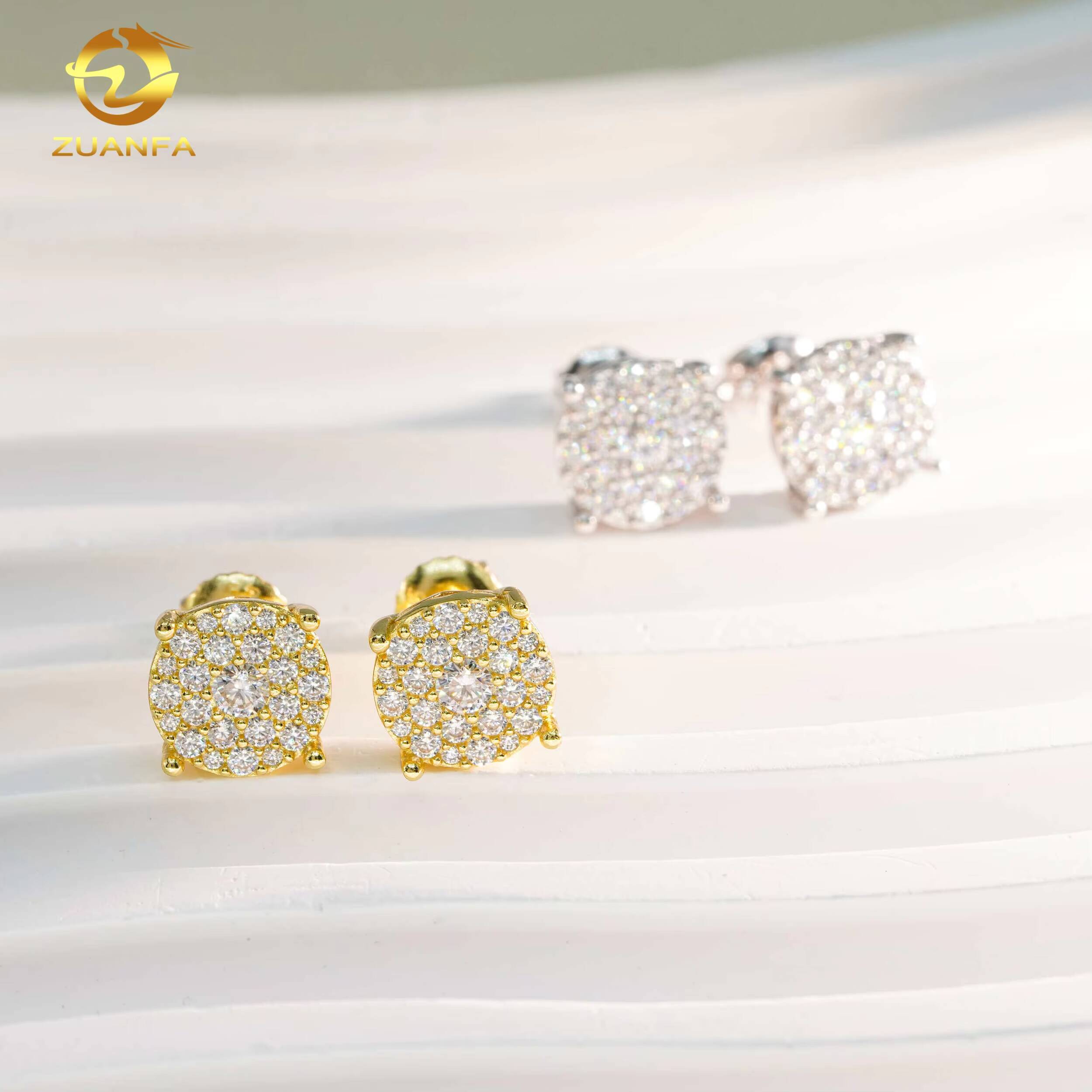 IGI Certified Fashion Halo Design Earring Cluster Lab Grown 925 Sterling Silver Iced Out Lab Diamond Screw Back Earrings