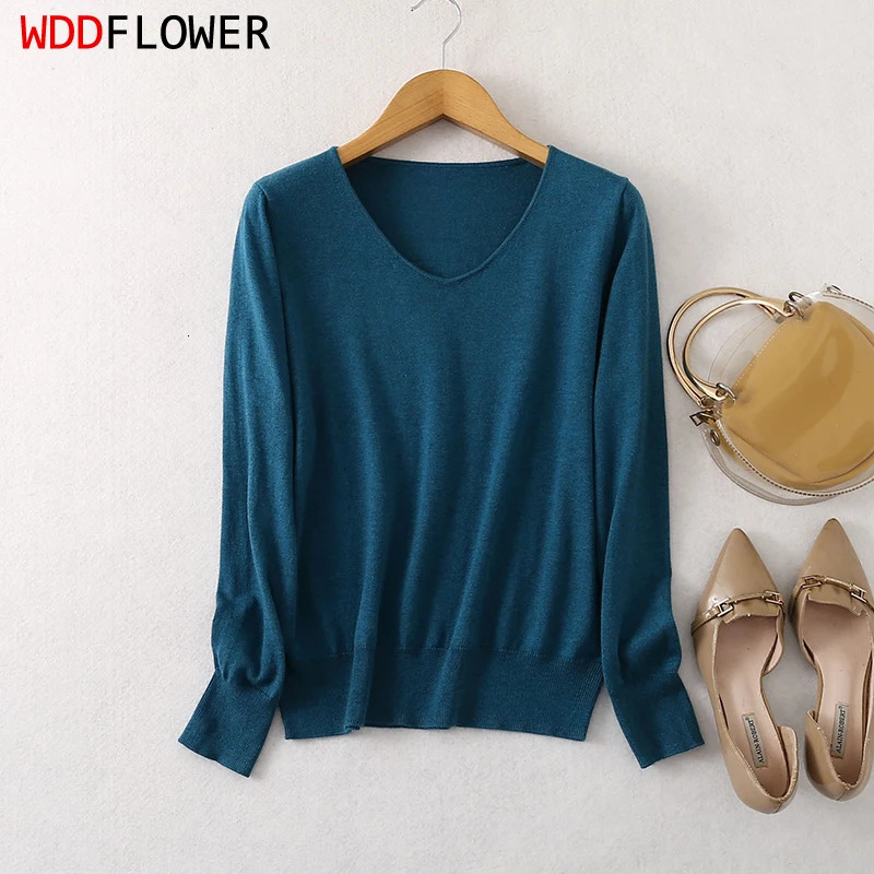Women 85% Silk 15% Cashmere V Neck everyday Long Sleeve Pullover Sweater Top Shirt LY005 250731