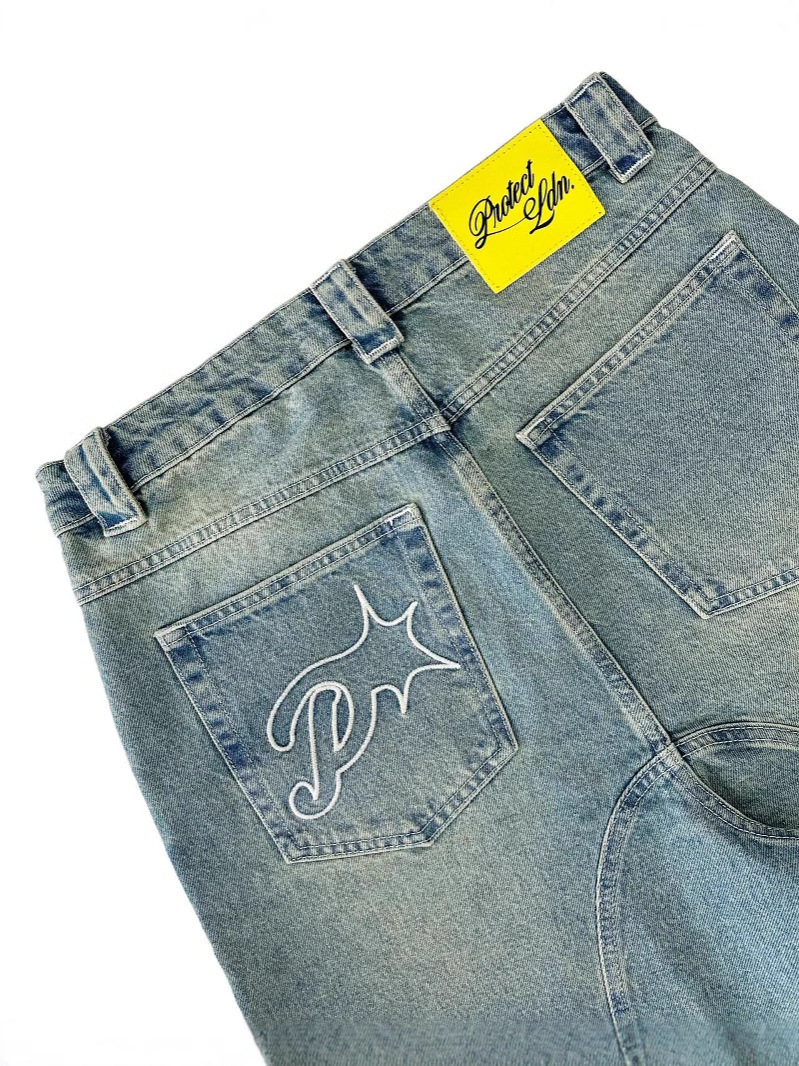 Men's Shorts Lightweight Quick-Drying Retro casual American street embroidery trend loose Harajuku washed denim five quarter shorts summer