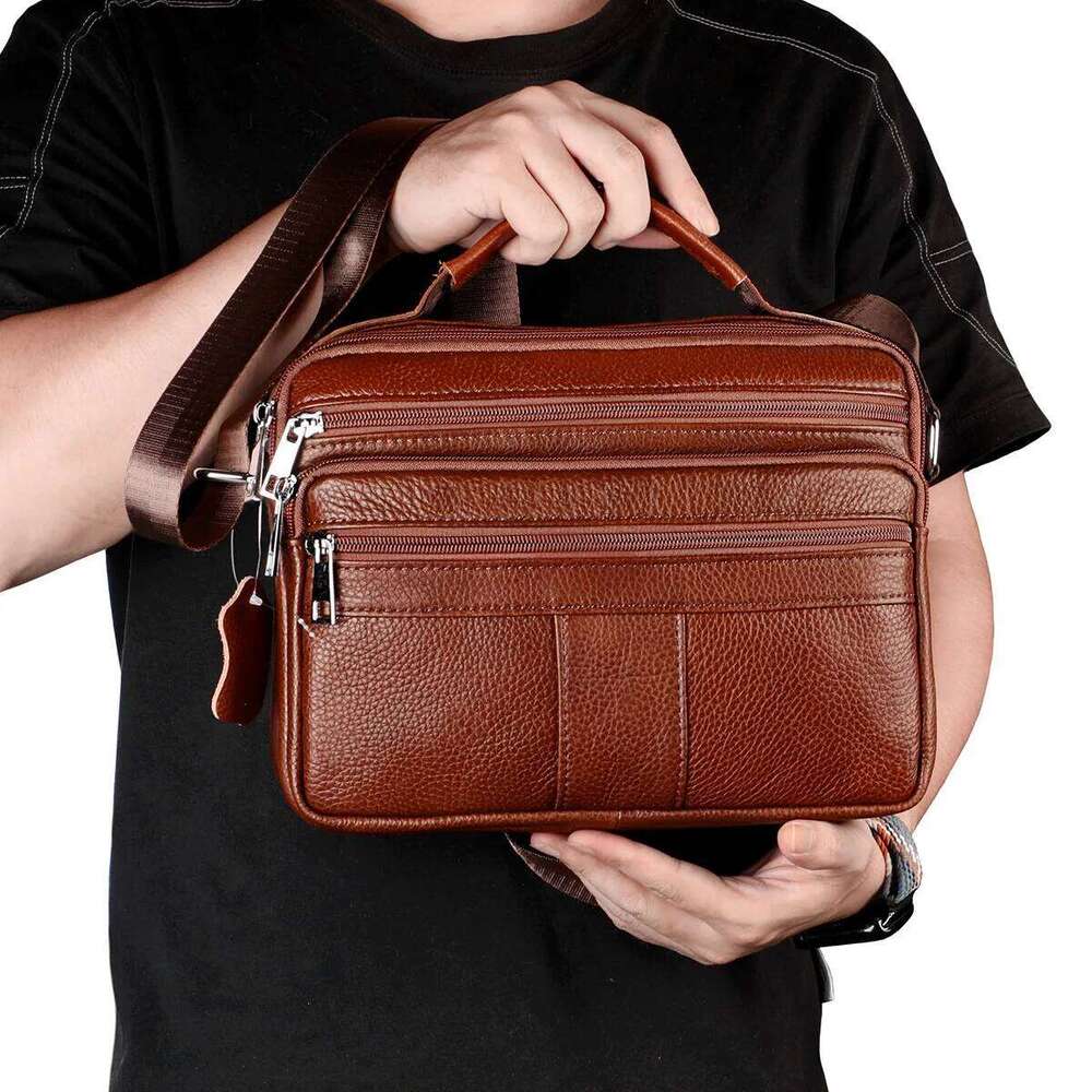 Fashion Shoulder Genuine Leather Handbag Business Multifunctional Briefcase Travel Men's Crossbody Bag Men