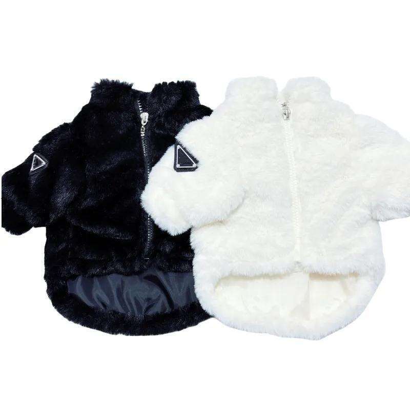 Winter Apparel Designer Clothes Dog Faux Fur Coat Turtleneck Puppy Sweater Cold Weather Pets Jacket Warm Outfit Jackets for Small Medium Dogs White Fr