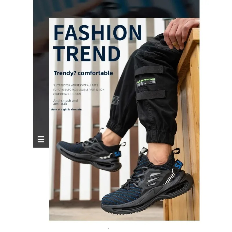 Breathable Mens Work Shoes Summer Safe Lightweight Protective Sports Shoes Steel Toe Work Mens Puncture Resistant Boots 250731