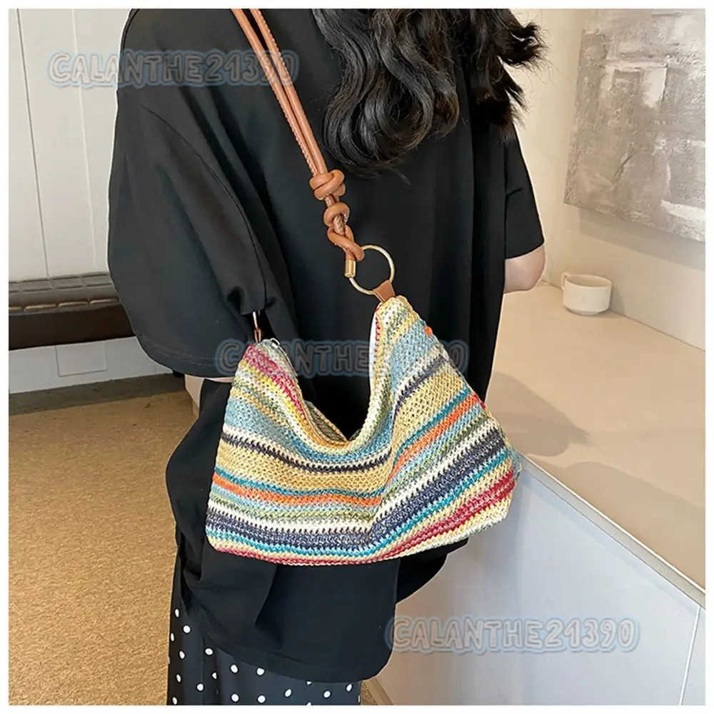 Fashion Women Summer Bohemian Straw Bag Woven Beach Crossbody Bag Shoulder Messenger Bag Girls Handbags Straw Bag Gifts H250801