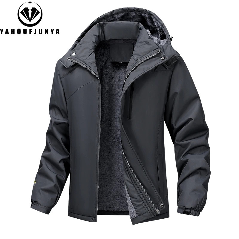 Winter Men Outdoor Windbreak Camping Skiing Jacket Hiking Removable Hooded Plus Thick Warm Comfortable Coat Male 7XL 250729