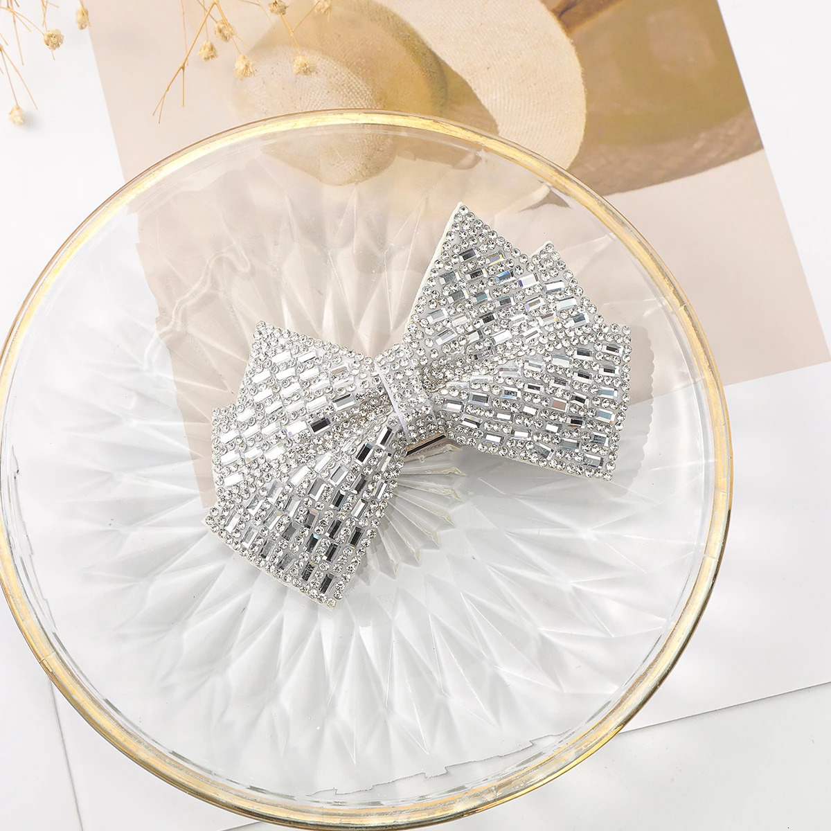 Shiny Rhinestone Barrettes Hairpin For Women Girl Styling Hair Clip Clamps Summer Simple Bow Fashion Hairpin Headwear 250730