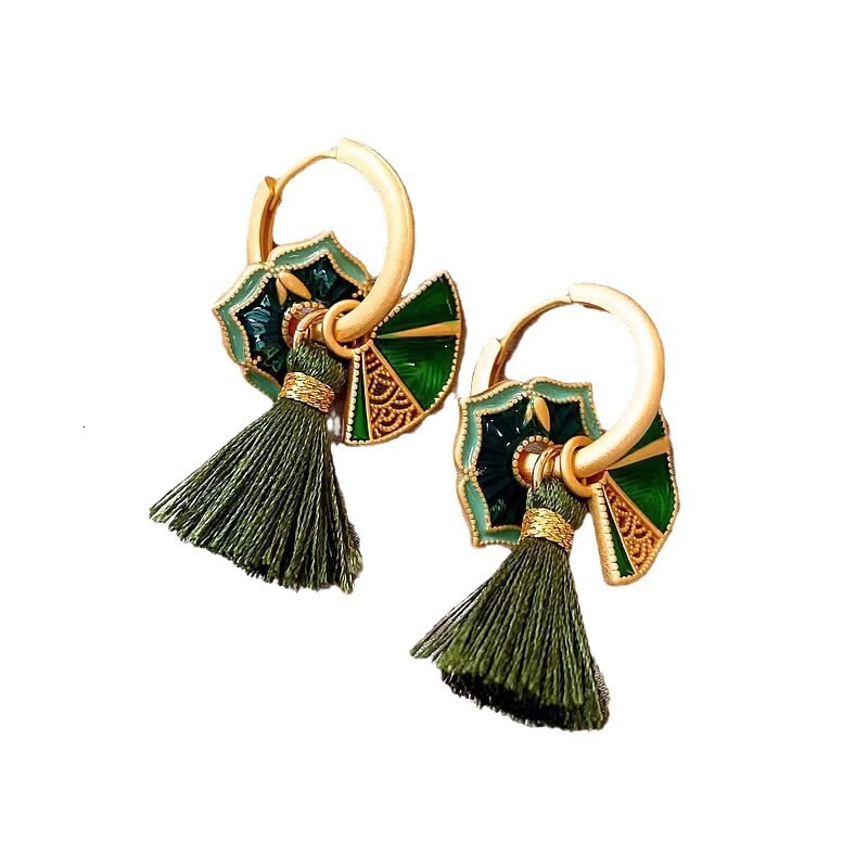 New Enamel Oil Drop Flower for Women, Light Personality Chinese Style Earrings, Niche Zircon Earrings