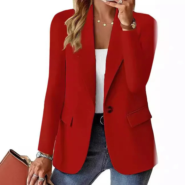Autumn Long Sleeve Solid Color Cardigan Blazer Women 250731