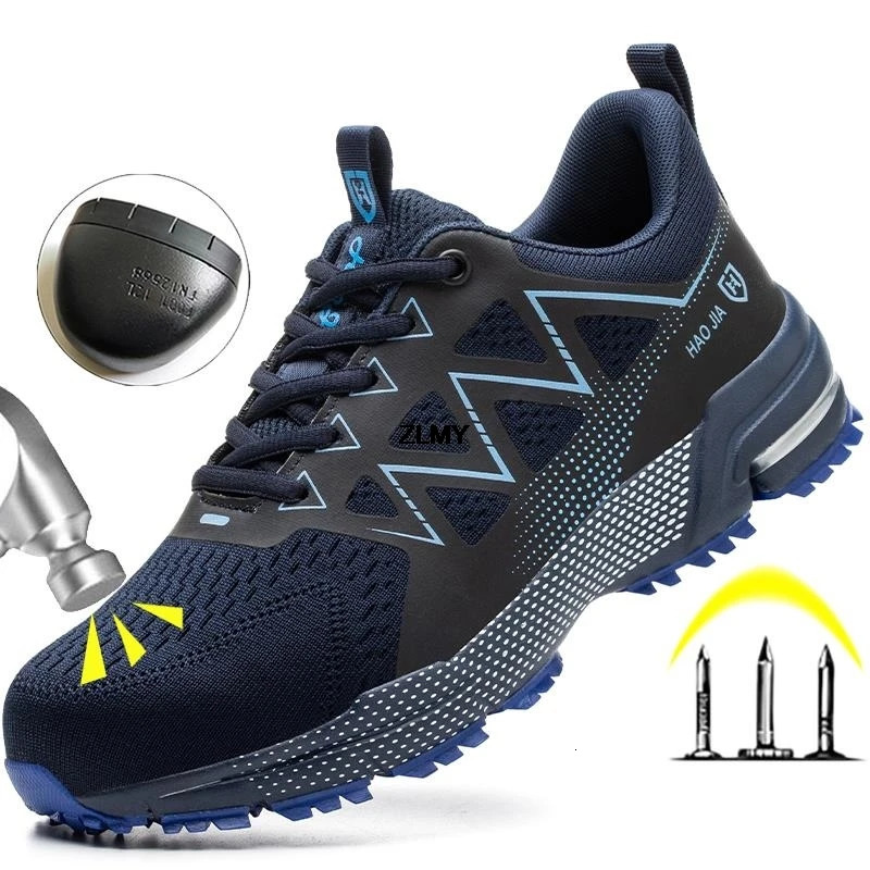 Anti-smash Safety Shoes Men Steel Toe Sneakers Puncture Proof Breathable Work Boots Man Fashion Construction Protective Footwear 250730