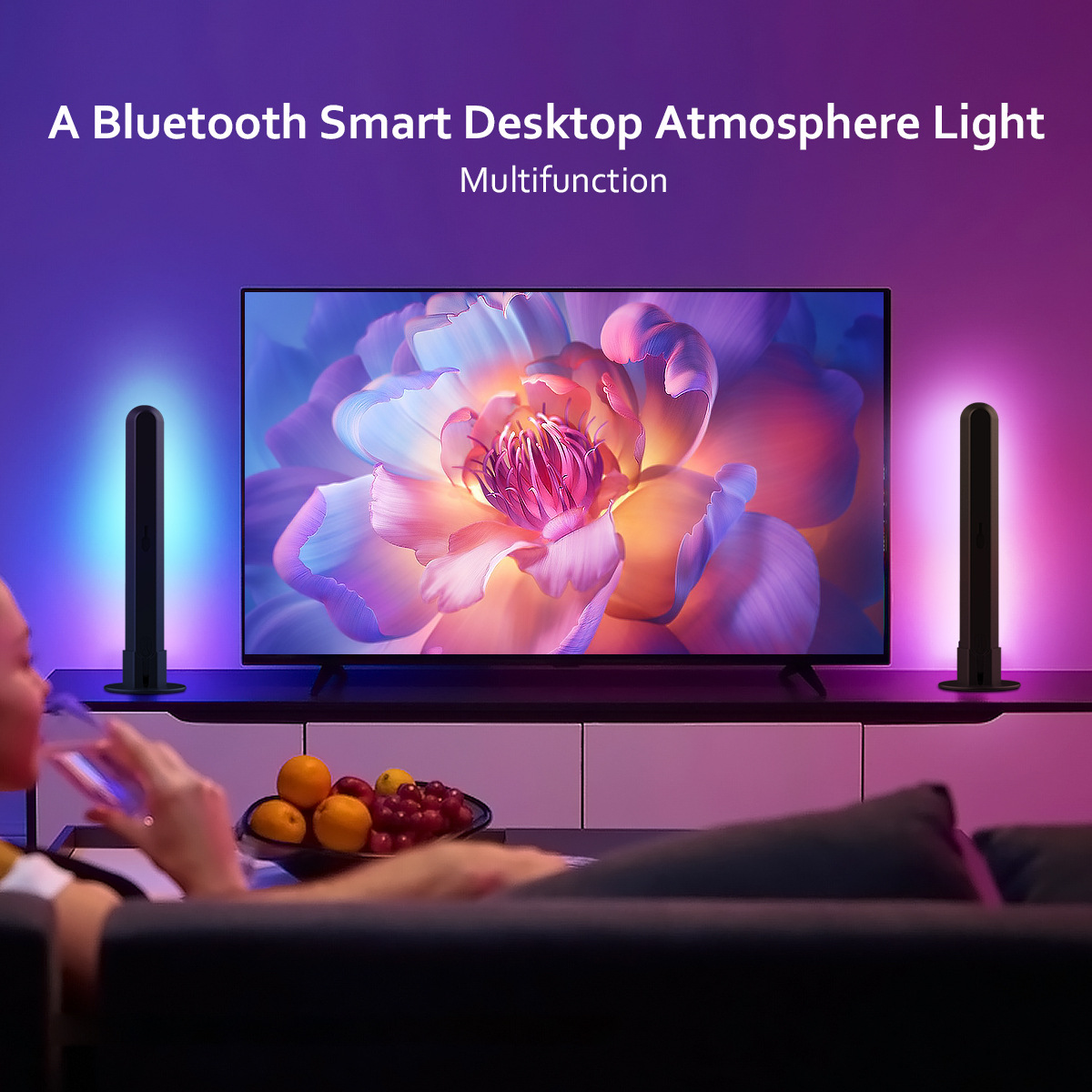 Rhythmic LED Desk Lamp with Built-in Speaker for Music Synchronization - Remote Control by Bluetooth -HCP061