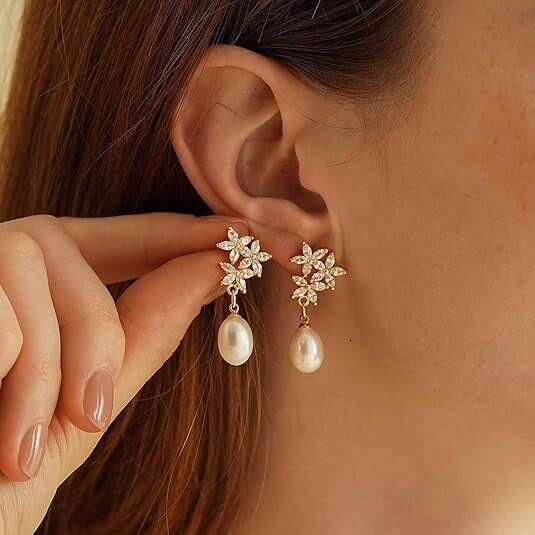 Fashion Simple Elegant Long Horse Eye Water Drop Zircon Necklace Bride Bridesmaid Wedding Banquet Set Earrings