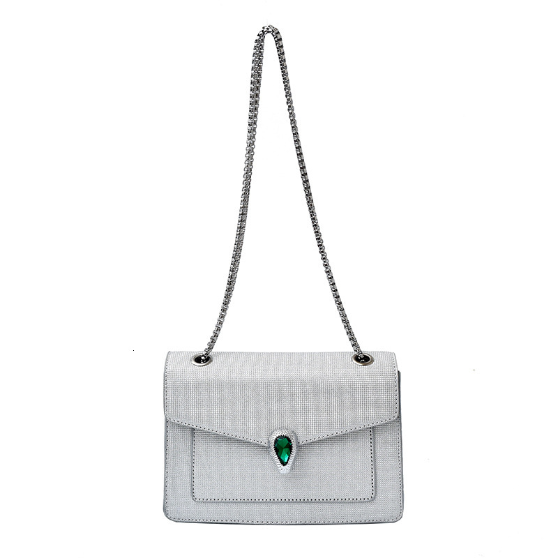 2025 New Women's with Rhinestones, Light Luxury Silver Chain Bag, Textured Commuter Shoulder Crossbody Small Square Bag ddmymoon