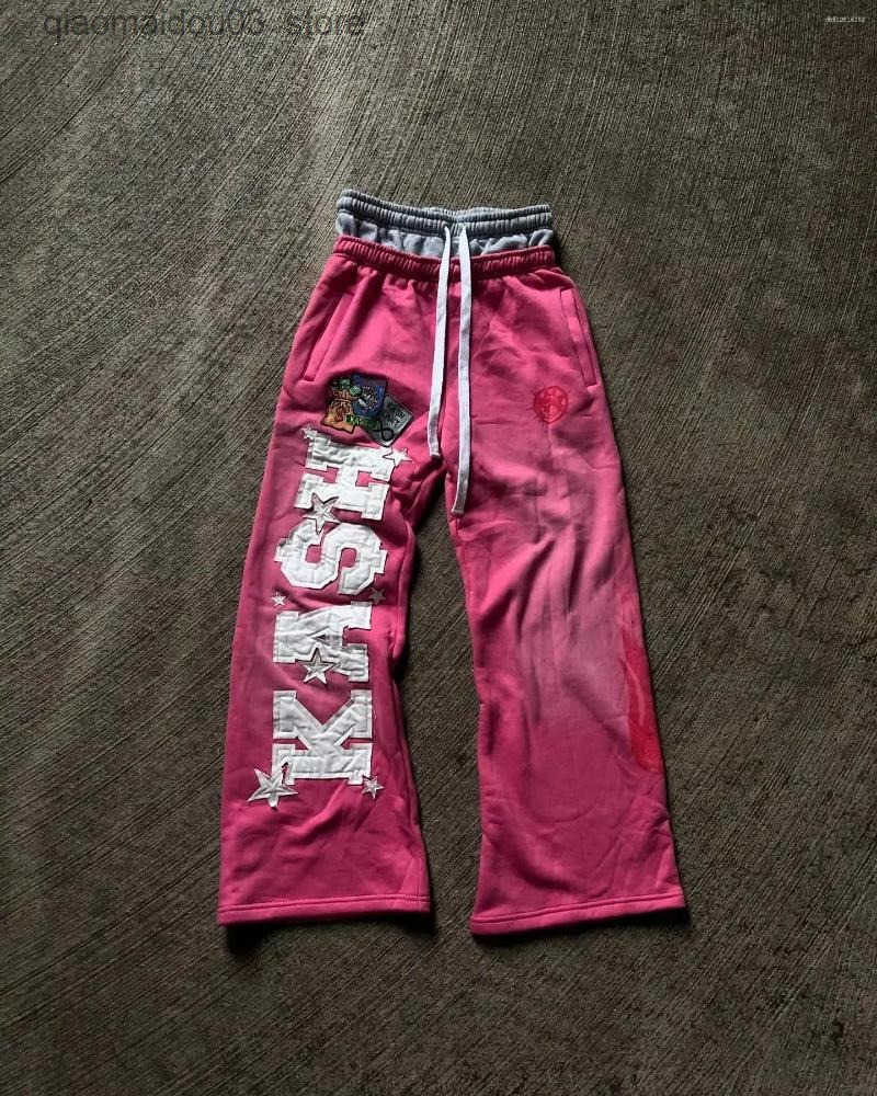 Baggy Sweatpants Y2K Retro Pants Harajuku Gothic Embroidered Elastic Waist Casual Trousers for Men Women Z260315