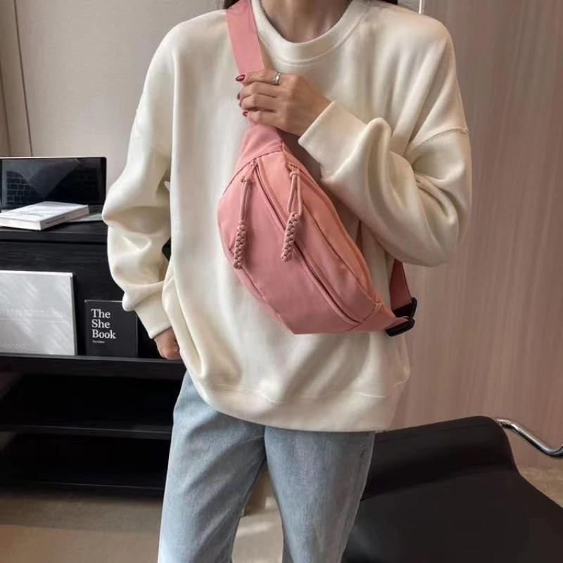 Womens Chest Bag Crossbody Waist Canvas Running Waist Bag Casual Sports Half Moon Waist Bag 250731