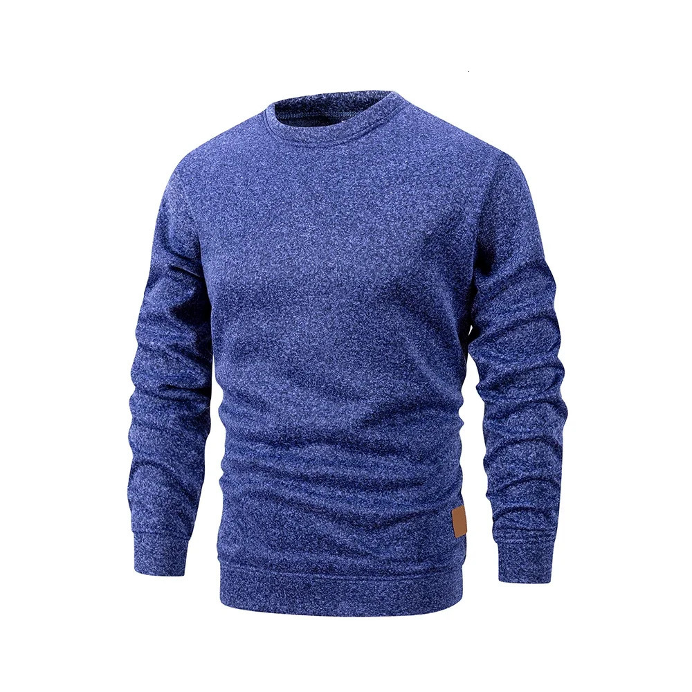 Mens Round Neck Sweatshirt Solid Color Loose Casual Pullover Men Fashion Warm Long Sleeve Hoodies Clothing 250729