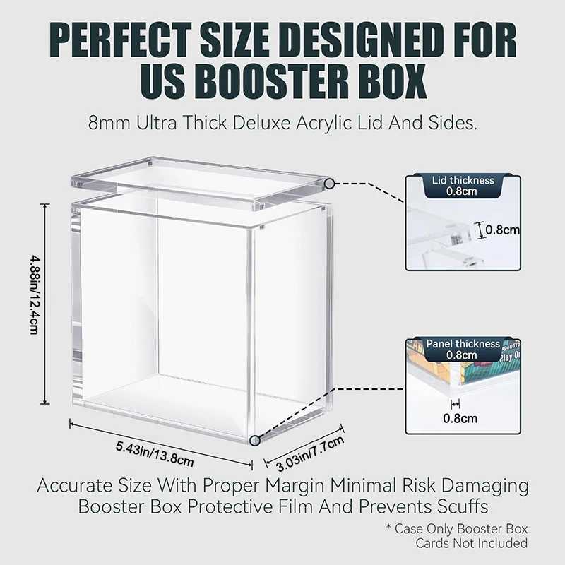 Booster Box Acrylic Case Protector 8mm 4mm Thick Clear Acrylic 5mm Magnetic Closure Easy Top Loading Compatible L250801