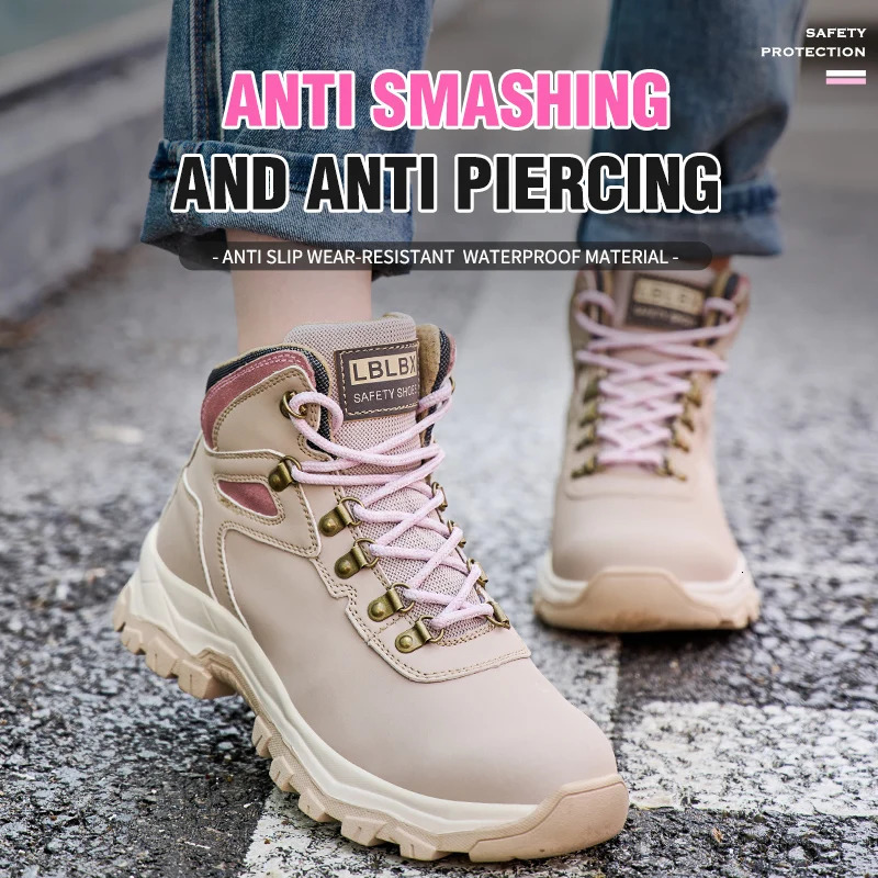 Waterproof Steel Toe Safety Boots for Women Anti-Smash Anti-Puncture Sole Non-Slip Breathable Construction Work Shoes 250731