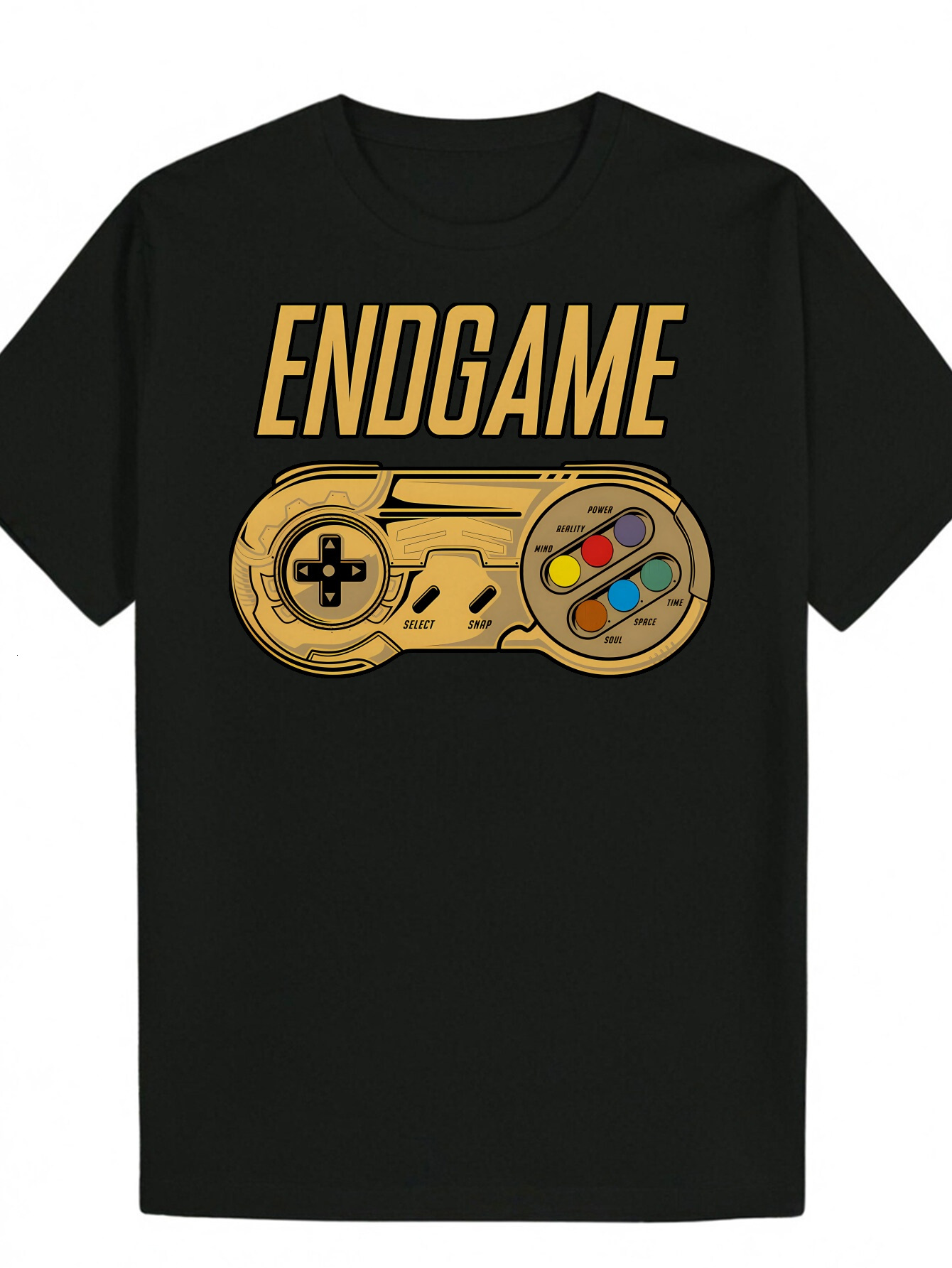 Men's Casual Summer T-Shirt, 100% Crew Neck, with 'Endgame' Controller Graphic Design, Lightweight and Breathable, Suitable for Enthusi