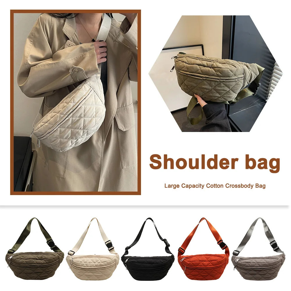 Quilted Waist Bag Fashion Chest Bag Adjustable Strap Vintage Belt Bag Large Capacity Soft Bum Bag Zip Closure for Autumn Winter 250731