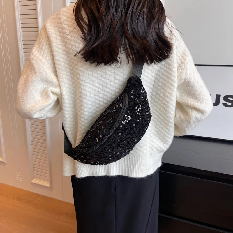 Women Sequins Waist Bag Fashion Fanny Pack Casual Shoulder Crossbody Chest Bag Female Hip Hop Belt Bags Purses Trend Waist Packs 250731